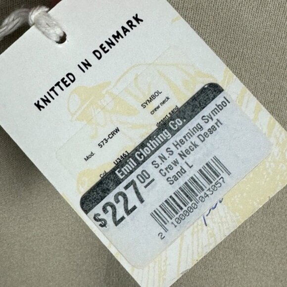 NWT SNS Herning Long Sleeve T-Shirt Tan Beige Sand Mens Size Large Crew Tee NEW - Picture 7 of 13